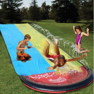 BLUE - ציוד ואביזרים לבריכה בריכות ילדים Inflatable Double Water Slide Lawn Water Slides For Children Summer Pool Kids Games Fun Toys backyard Outdoor Children Adult Toys
